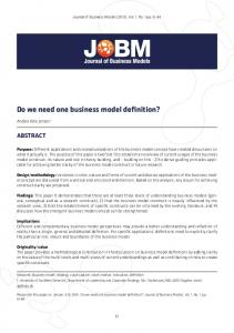 Do we need one business model definition? - Open Access Journals