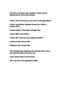 Domestic Bank Regulation and Financial Crises: Theory and ... - NBER