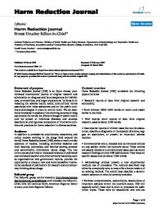 Download PDF - Harm Reduction Journal - BioMed Central