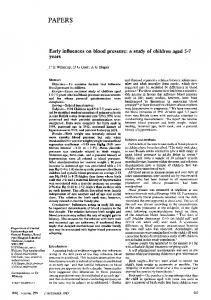Early influences on blood pressure: a study of children aged 5-7 years.