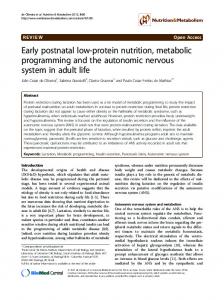 Early postnatal low-protein nutrition, metabolic ... - BioMedSearch