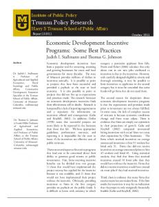 Economic Development Incentive Programs: Some Best Practices ...