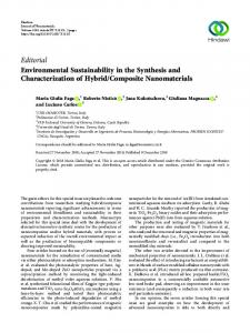 Editorial Environmental Sustainability in the Synthesis and