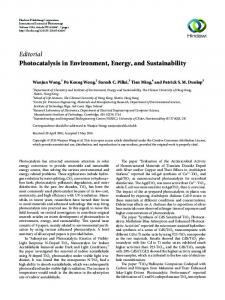 Editorial Photocatalysis in Environment, Energy, and Sustainability