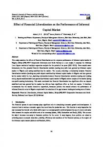 Effect of Financial Liberalization on the Performance of Informal ...
