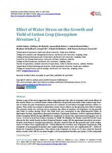 Effect of Water Stress on the Growth and Yield of Cotton Crop