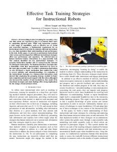 Effective Task Training Strategies for Instructional Robots