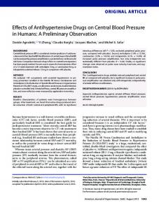 Effects of Antihypertensive Drugs on Central Blood Pressure in Humans