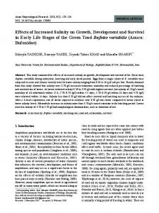 Effects of Increased Salinity on Growth, Development and Survival in ...