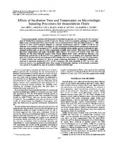 Effects of Incubation Time and Temperature on Microbiologic ...