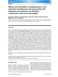 Efficacy and tolerability of antidepressants in the treatment of ...