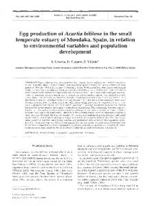 Egg production of Acartia bifilosa in the small - Inter Research