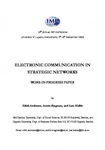 electronic communication in strategic networks - CiteSeerX
