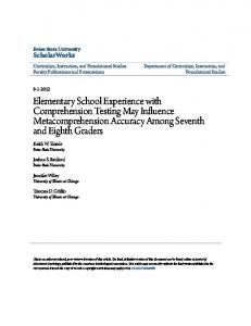 Elementary School Experience with Comprehension Testing May ...