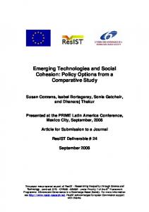 Emerging Technologies and Social Cohesion - CiteSeerX