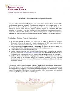 ENCS 8511 Doctoral Research Proposal (6 credits)