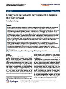 Energy and sustainable development in Nigeria: the way forward