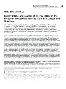 Energy intake and sources of energy intake in the European ...