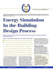 Energy Simulation In the Building Design Process