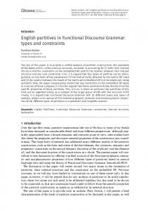 English partitives in Functional Discourse Grammar - Glossa: a journal