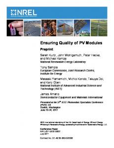 Ensuring Quality for PV Modules: Preprint - NREL