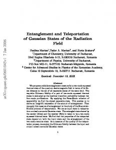 Entanglement and Teleportation of Gaussian States of the Radiation ...