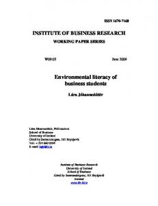 Environmental literacy of business students