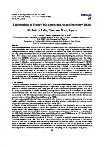 Epidemiology of Urinary Schistosomiasis Among Secondary School ...