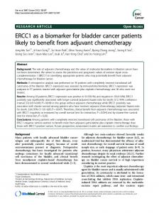 ERCC1 as a biomarker for bladder cancer patients ... - Semantic Scholar