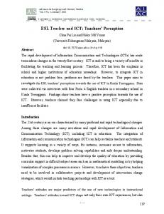 ESL Teacher and ICT: Teachers' Perception.