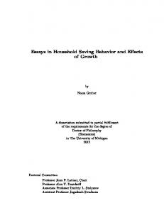 Essays in Household Saving Behavior and Effects of Growth - CiteSeerX