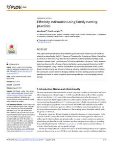 Ethnicity estimation using family naming practices - PLOS