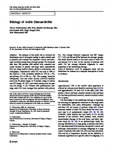 Etiology of Ankle Osteoarthritis