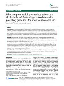 Evaluating concordance with parenting guidelines for ... - Springer Link