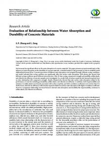 Evaluation of Relationship between Water Absorption and Durability of ...