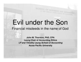 Evil under the Son