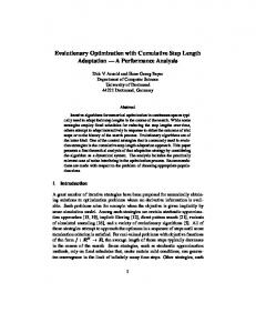Evolutionary Optimization with Cumulative Step Length ... - CiteSeerX