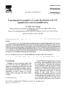 Experimental investigation of a solar desalination unit ... - Science Direct