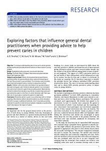Exploring factors that influence general dental practitioners when ...