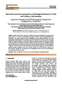 Fabrication, mechanical properties, and tribological ... - Springer Link