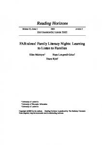 FAB:ulous! Family Literacy Nights: Learning to Listen to Families