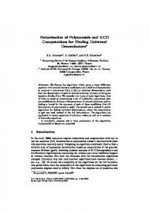 Factorization of Polynomials and GCD ... - Semantic Scholar