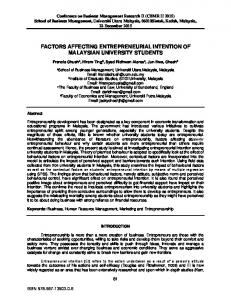 factors affecting entrepreneurial intention of ...