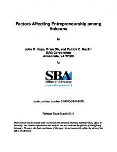 Factors Affecting Entrepreneurship among Veterans