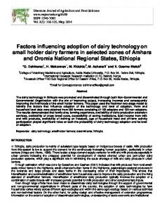 Factors influencing adoption of dairy technology on small holder dairy ...