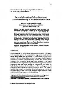 Factors Influencing College Readiness - International Journal of ...