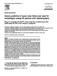 Factors predictive of acute renal failure and need