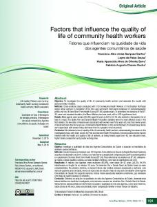 Factors that influence the quality of life of community health ... - SciELO