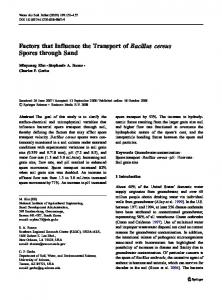 Factors that Influence the Transport of Bacillus cereus Spores through ...
