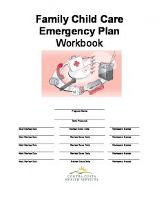 Family Child Care Emergency Plan Workbook
